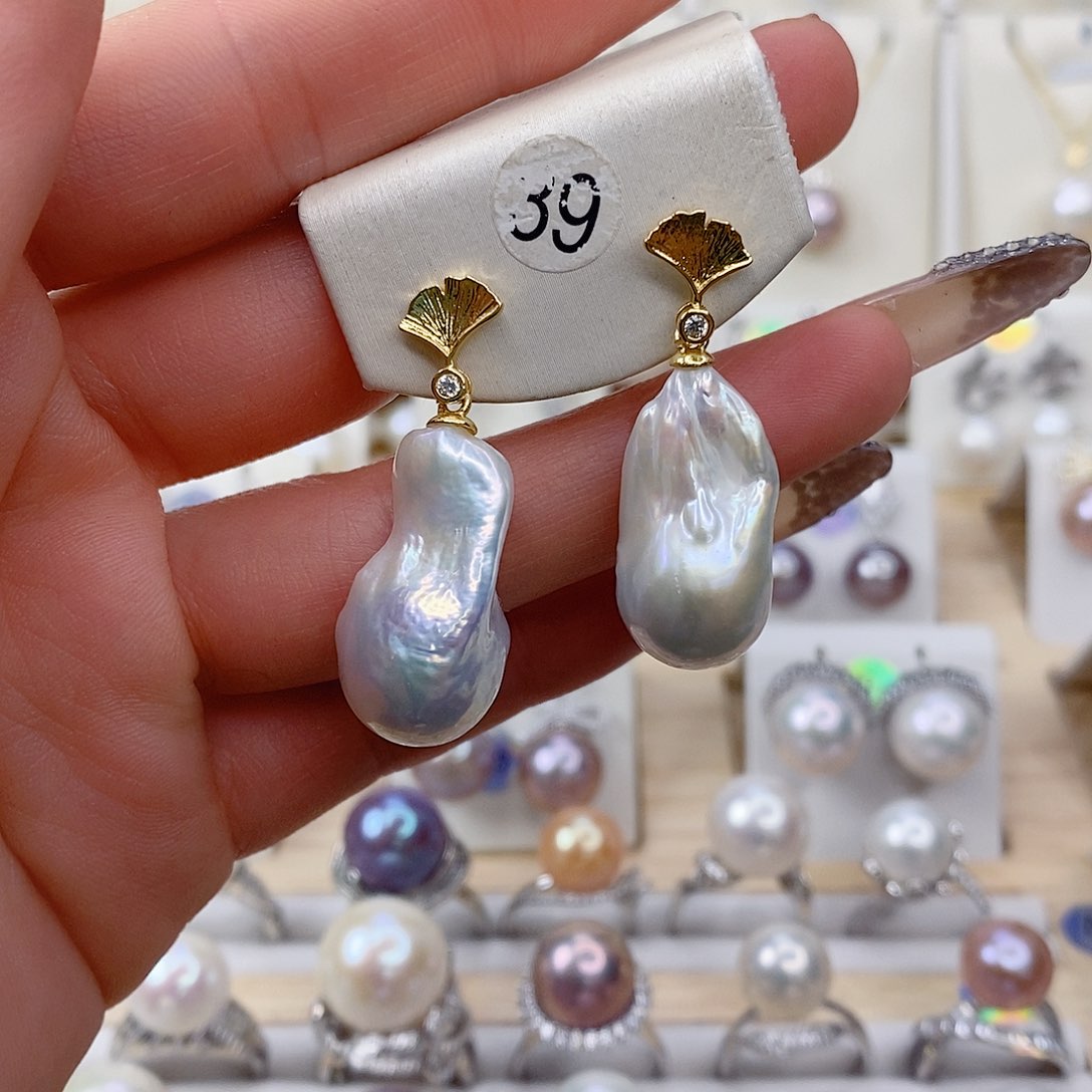 淡水珍珠耳饰合金