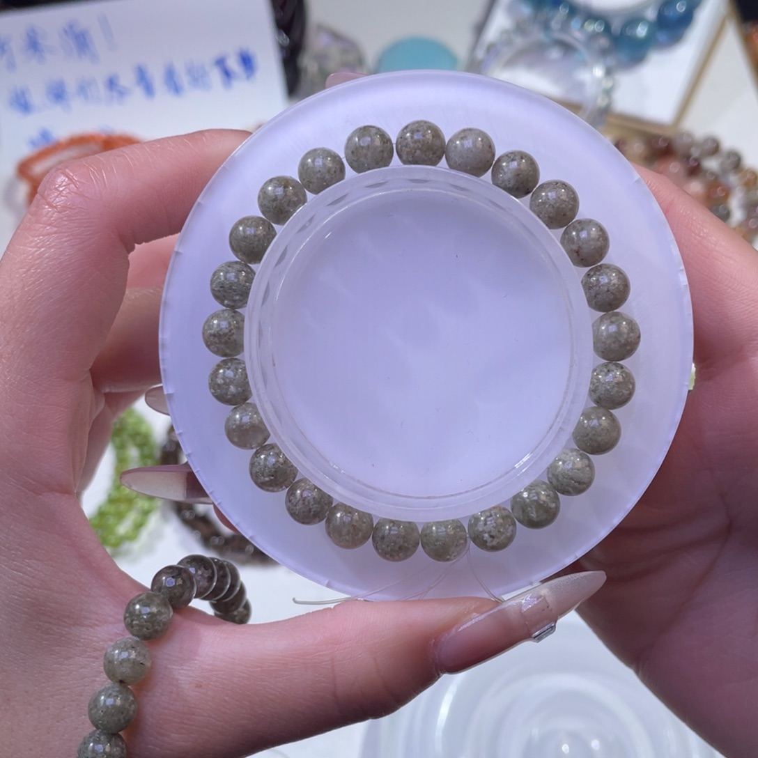 未镶嵌手链水晶满矿抹茶绿幽灵7mm