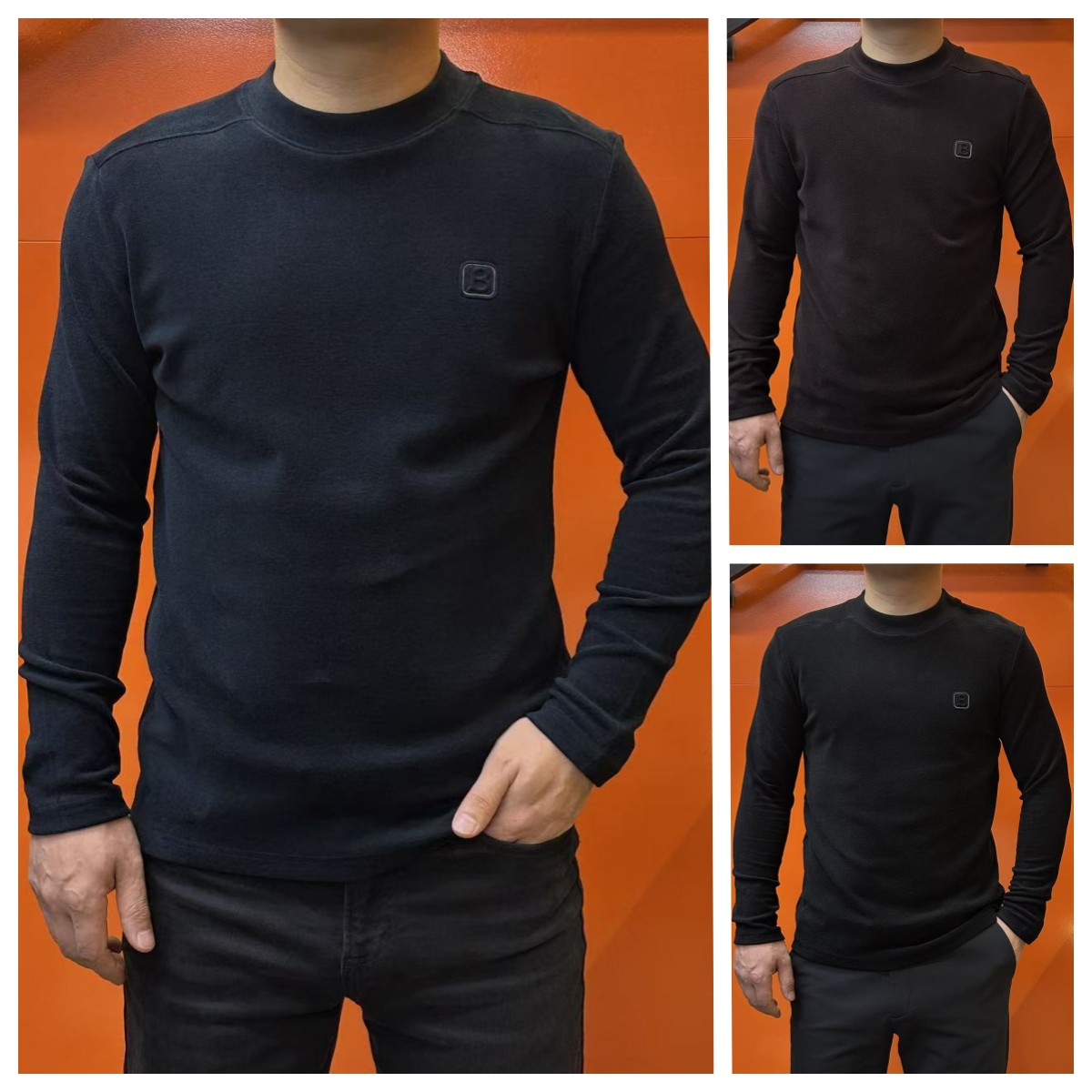 杰克朗博【柔感三号】松紧领口羊绒混纺长袖男士单穿打底卫衣9901