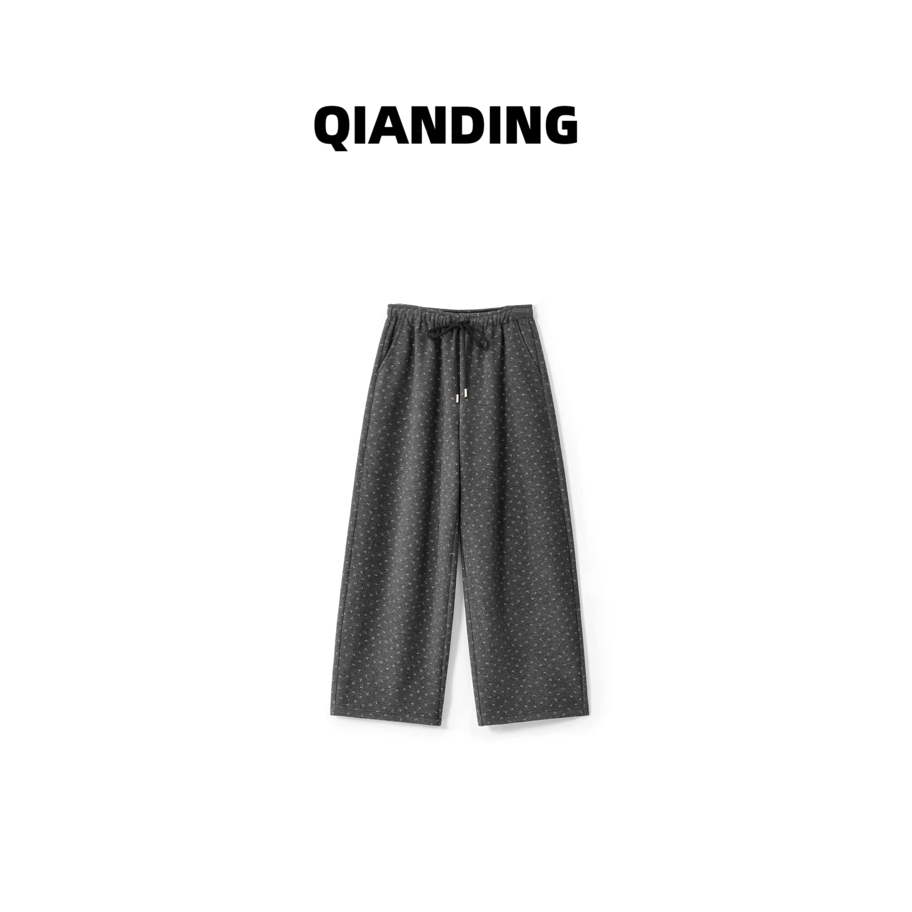 【QIANDING】【玫瑰裤（加绒）】定位刺绣绵柔高腰显瘦时尚保暖裤子F382