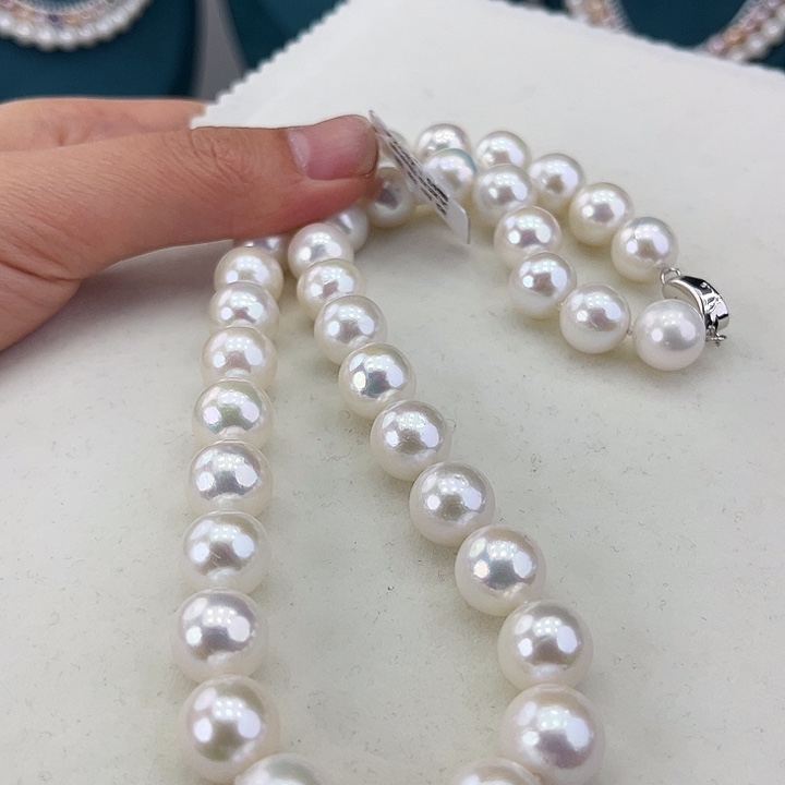 淡水珍珠颈饰银S925镶嵌卡11-12极光炫彩高品