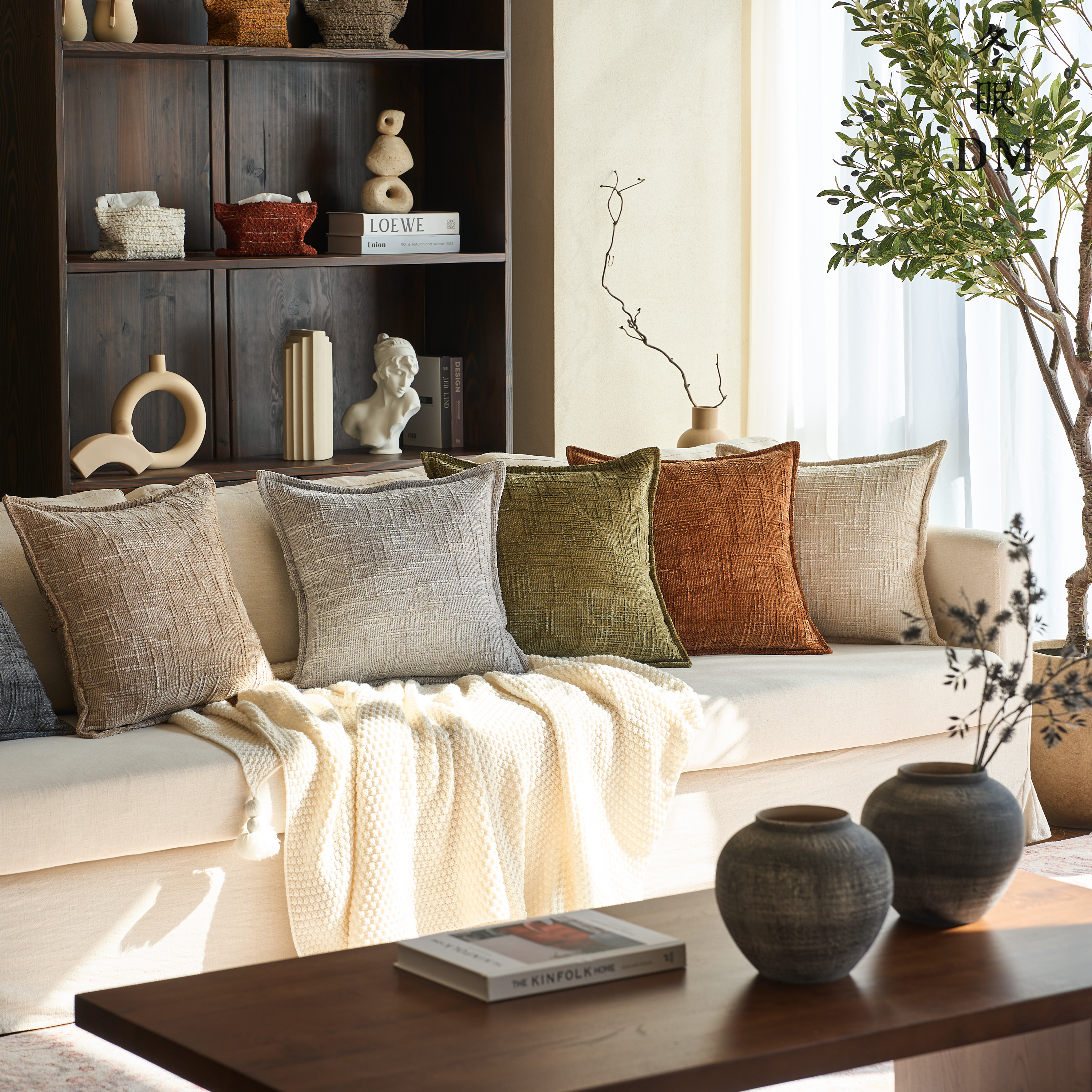 雪尼尔双面高端老钱纯色大抱枕沙发客厅睡觉靠背垫简约枕套高级感