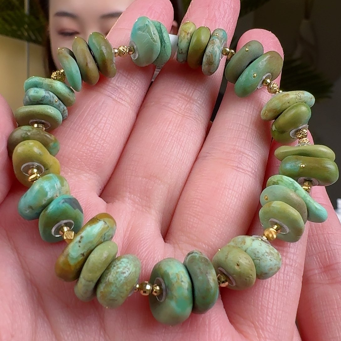 绿松石珠宝奇石18K金镶嵌