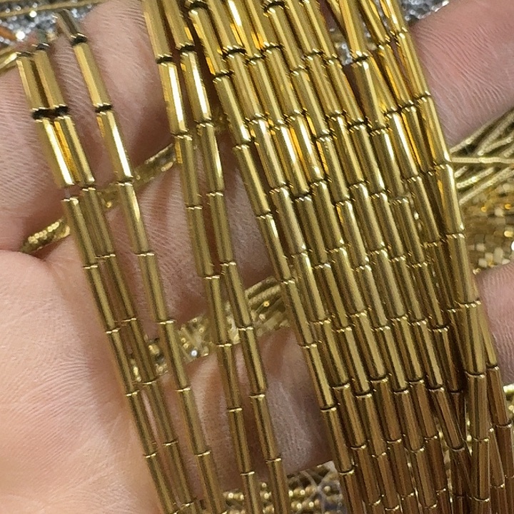 玛瑙/玉髓合金珠宝半成品一条2x8金色细管珠