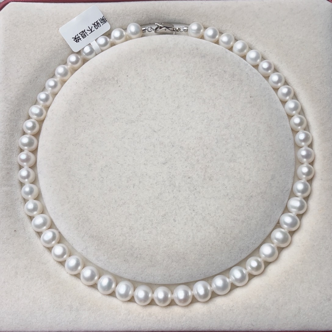 淡水珍珠银S925镶嵌颈饰9-10mm