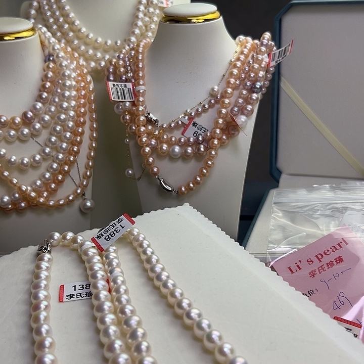 林****淡水珍珠银S925镶嵌颈饰9-10