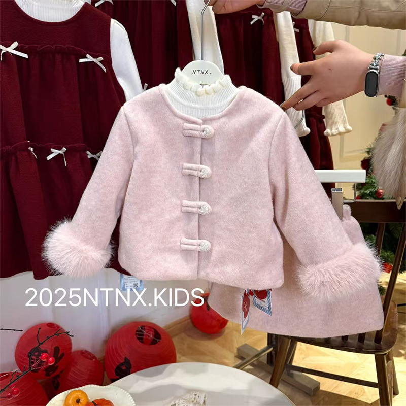 女童超温柔~毛呢加棉套装裙Q2501655-1