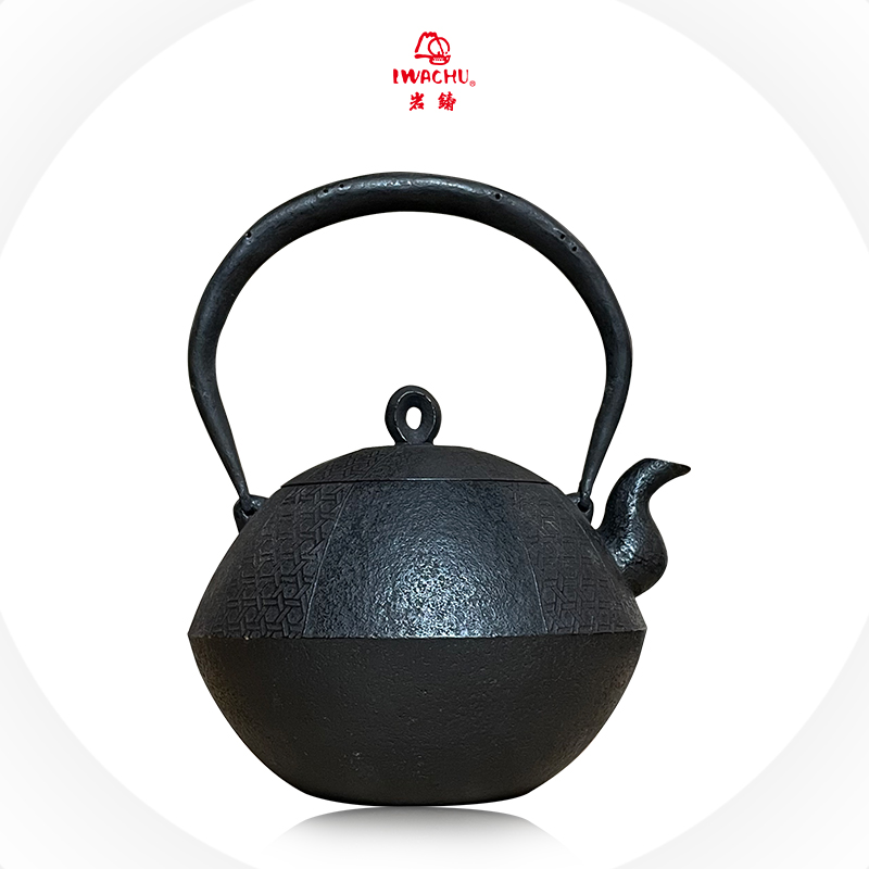 YAG-17BK-清茂八重樫達磨籠目紋鉄瓶1L