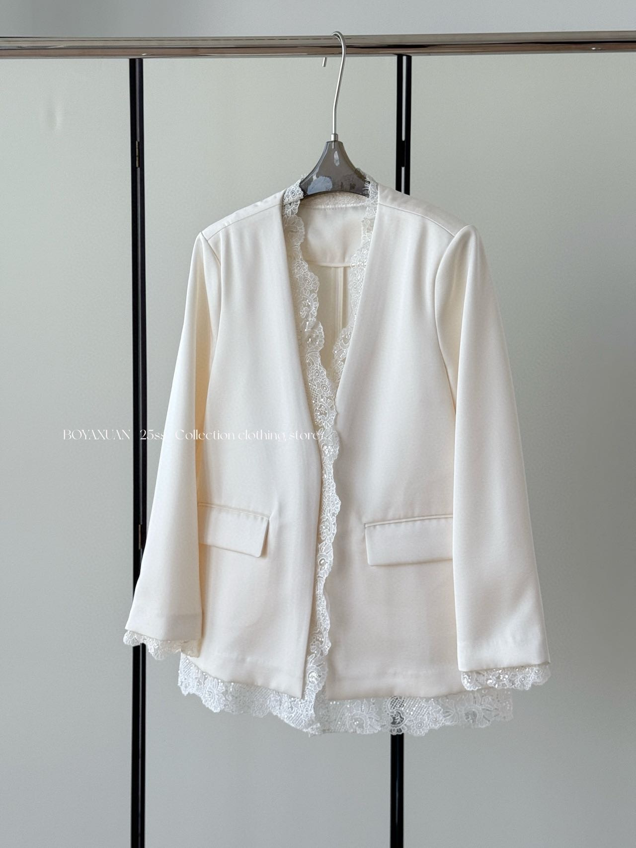 亿念 新中式醋酸蕾丝西装