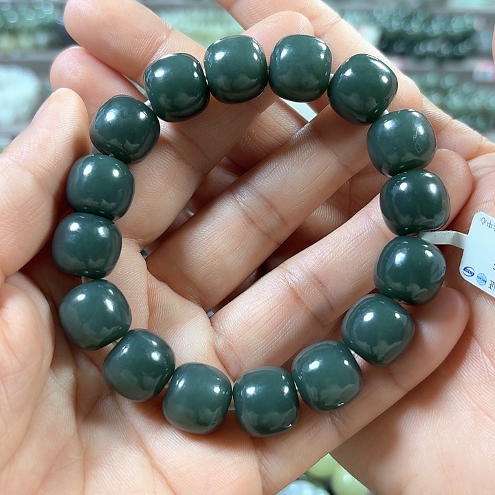 和田玉手链未镶嵌新疆且末蓝老型卡14