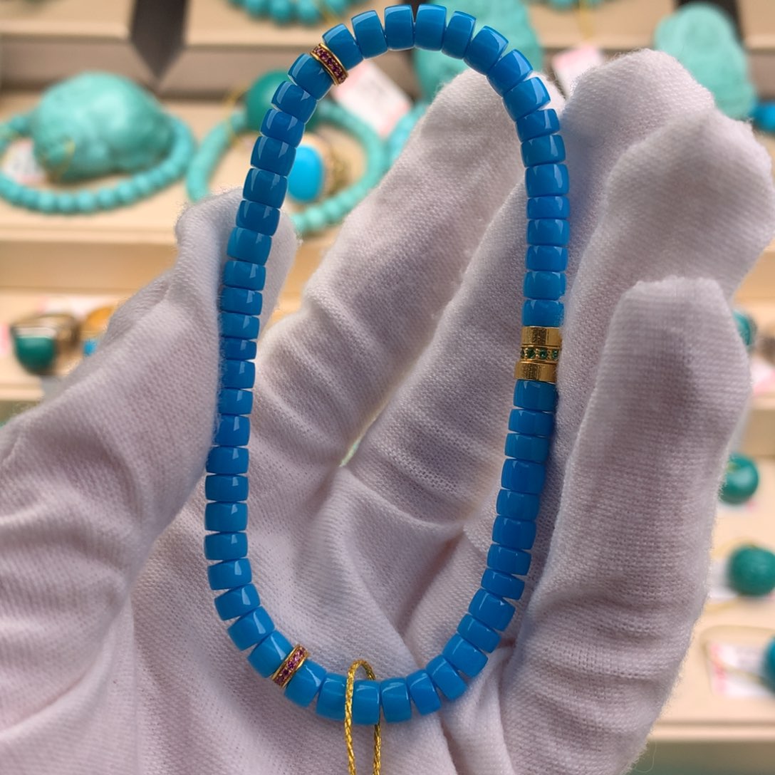 绿松石珠宝奇石18K金镶嵌