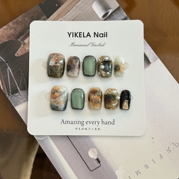 （珠帘）伊克拉纯手工ins风小众设计穿戴美甲