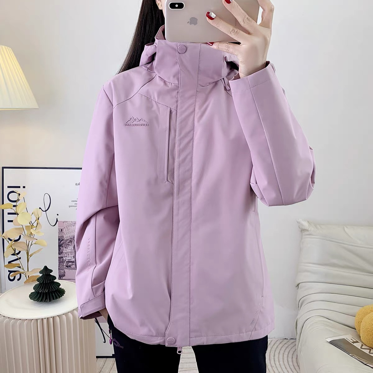 风雪狼户外两件套冲锋羽绒服登山防水透气情侣休闲男女款保暖纯色