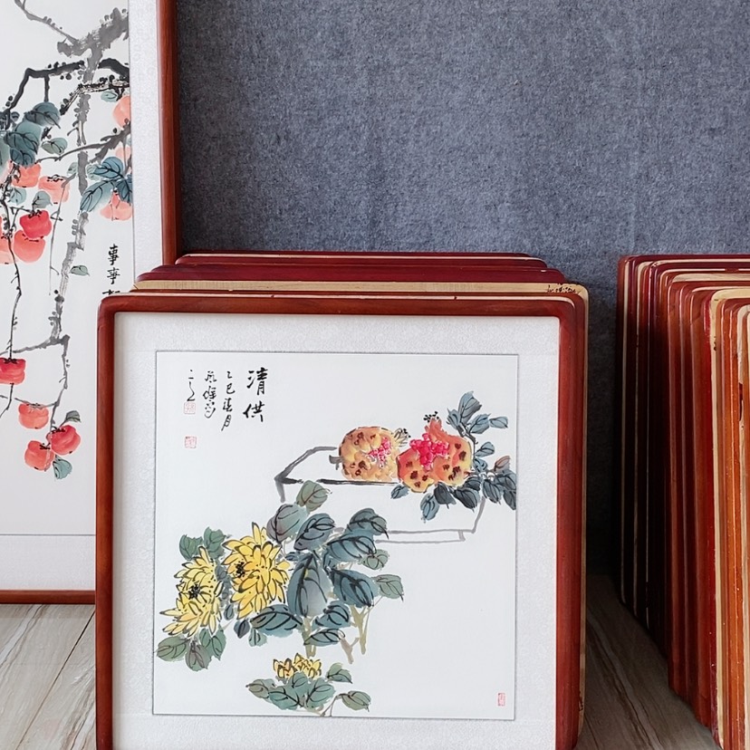 【闪购商品】国画书画作品带框65×65厘米