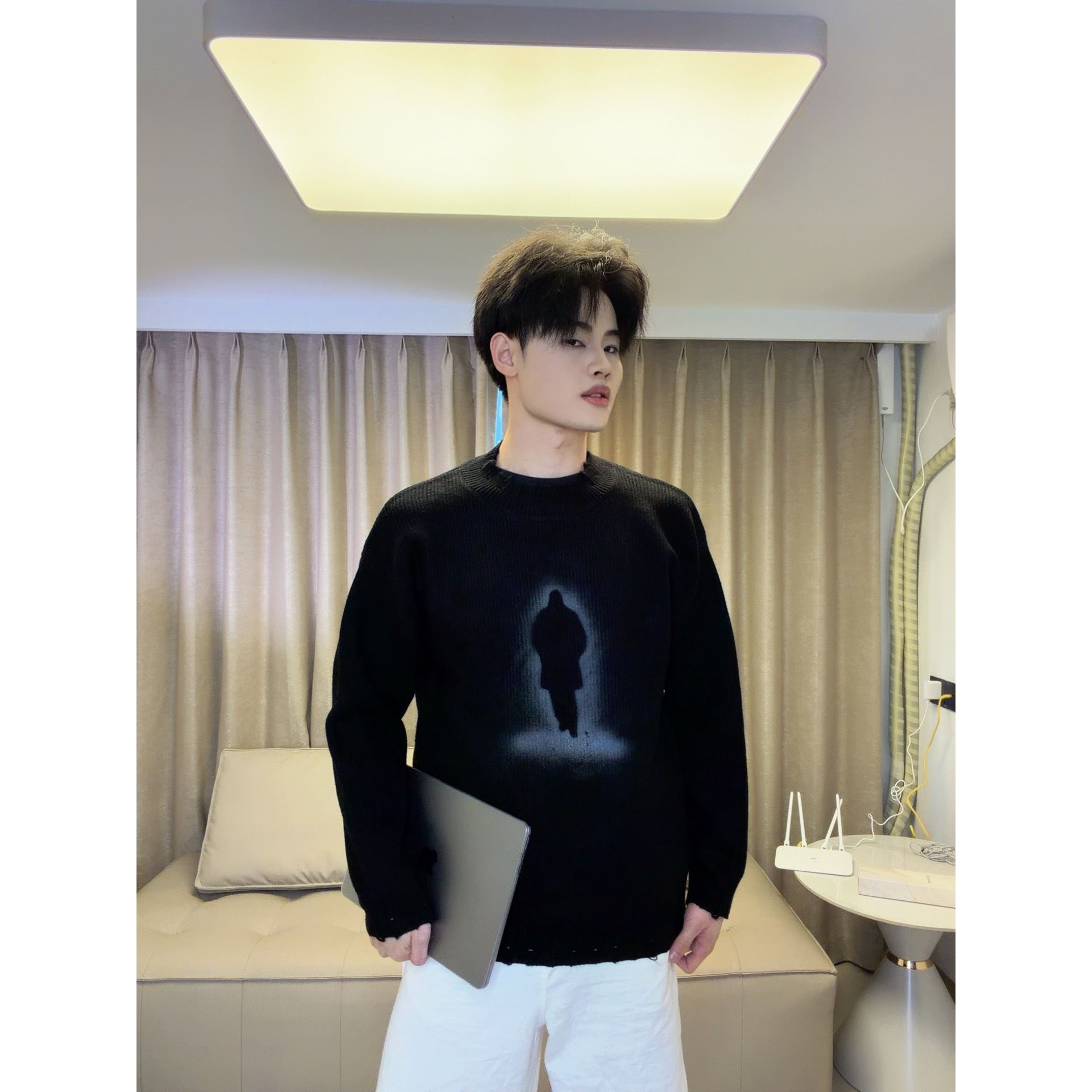 【大嘴专属】长袖立领韩式男厚款原色男士秋冬毛衣时尚百搭82596