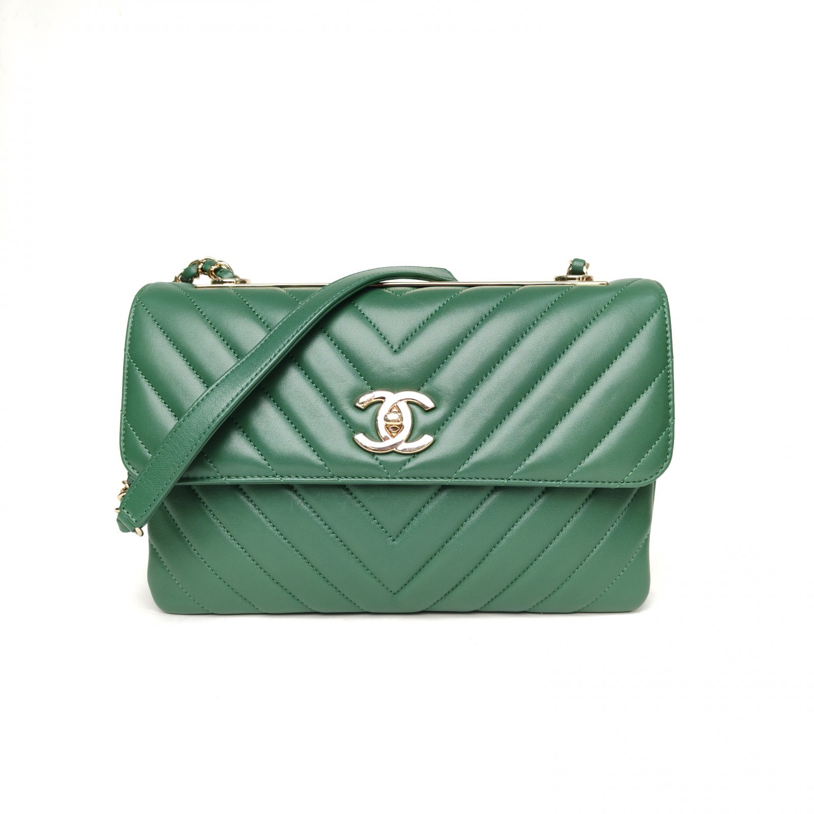 95新 Chanel/香奈儿 【双双】 绿色28开 19B Trendy CC V纹 26cm