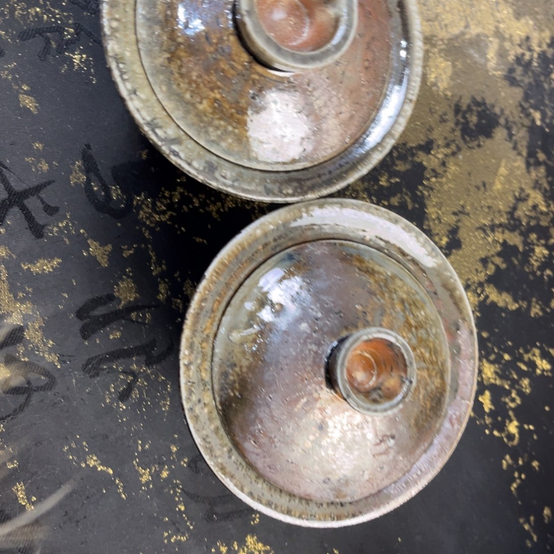 杯胡*剑柴烧茶器粗陶盖碗