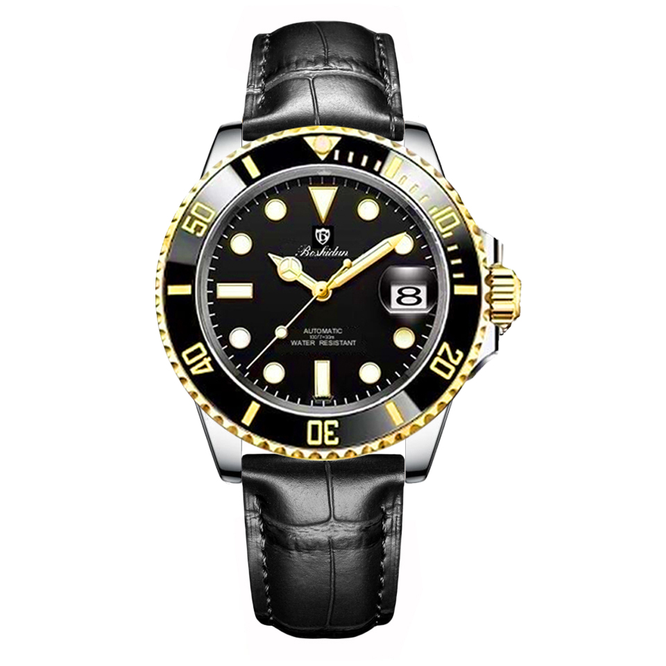 高端商务大气黑金鬼王夜光防水皮带男表9113G专属