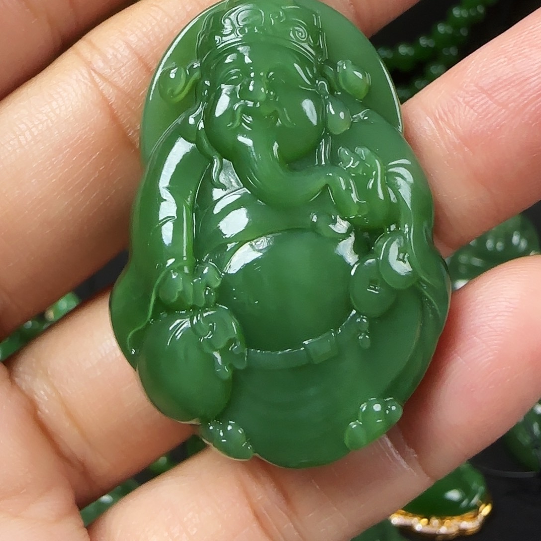 人***牛和田玉（碧玉）银S925镶嵌颈饰