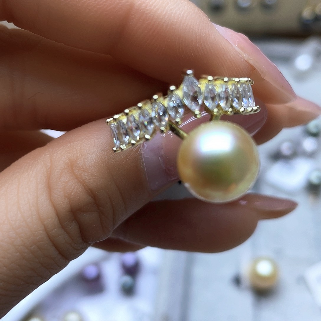 海水珍珠戒指银S925镶嵌