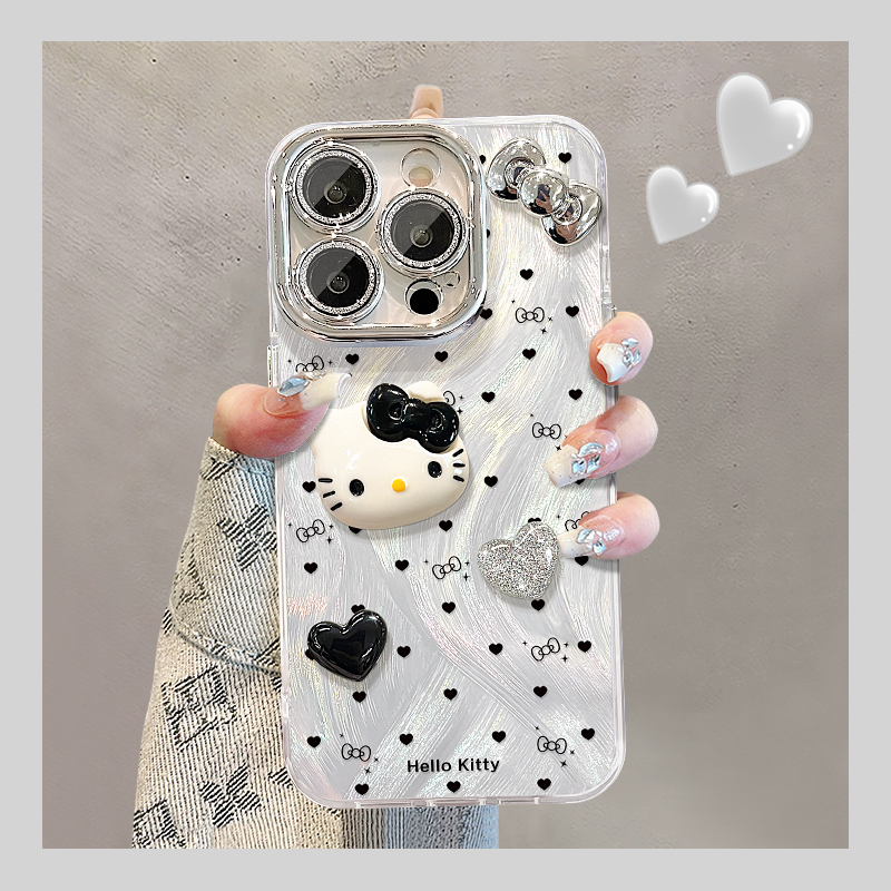 蝴蝶结KT适用于苹果15华为vivo/oppo小米iPhone精孔羽纱手机壳