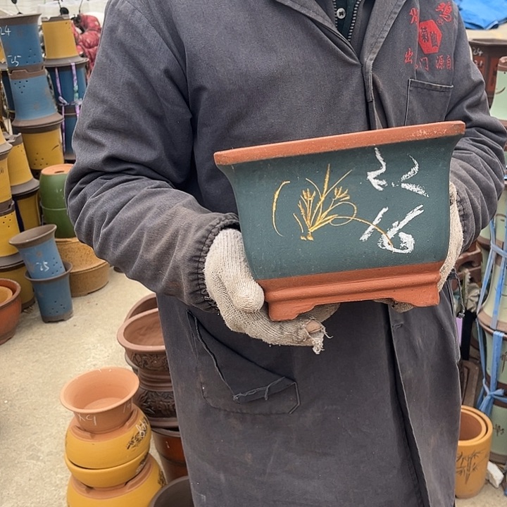 紫砂紫砂花盆和小