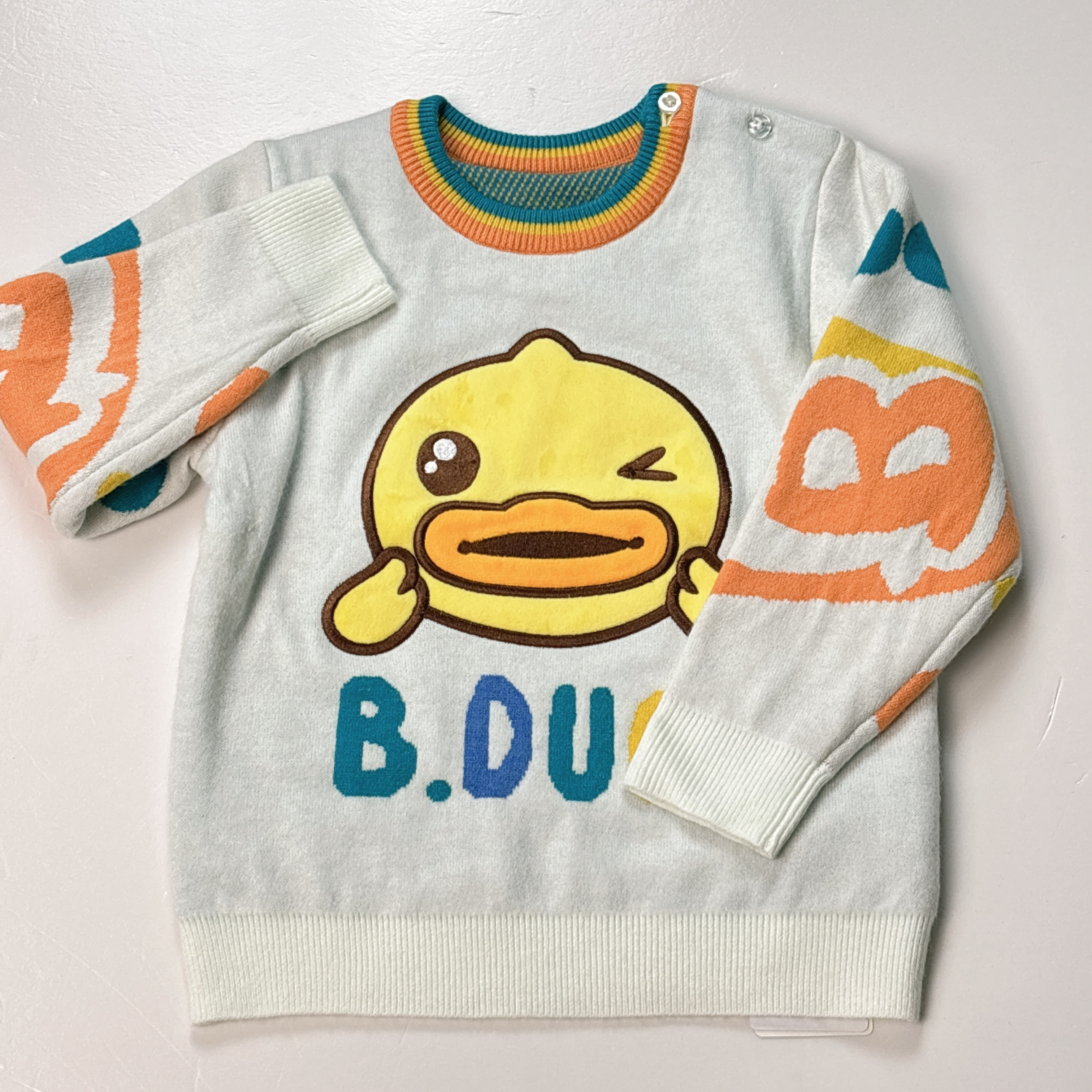 B.DUCK小黄鸭男女童卡通立体秋冬新款加厚圆领卡通套头毛衣(069)