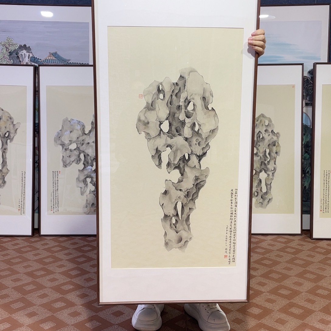 国画手绘画作品带框60/120