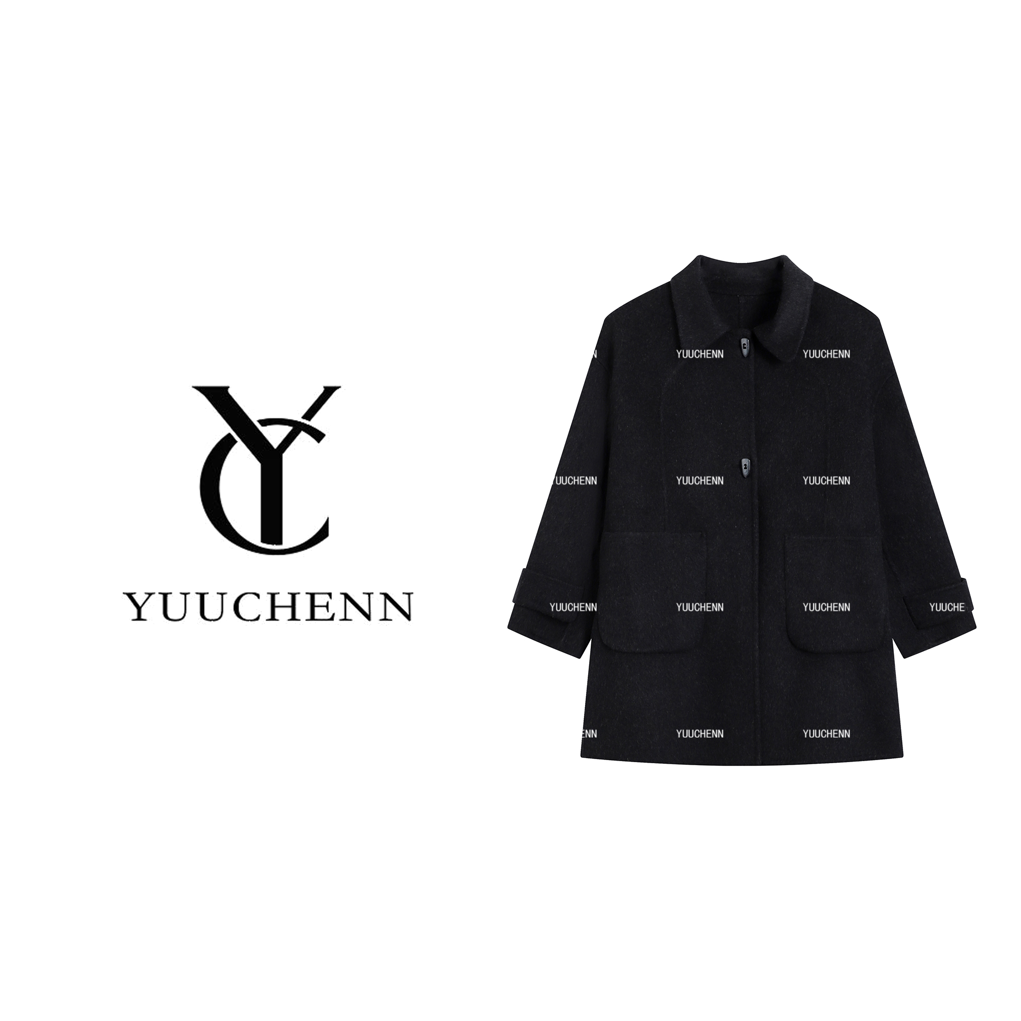 YUUCHENN“气场全开”羊毛秋冬秋季中长款毛呢外套女25C-W80177