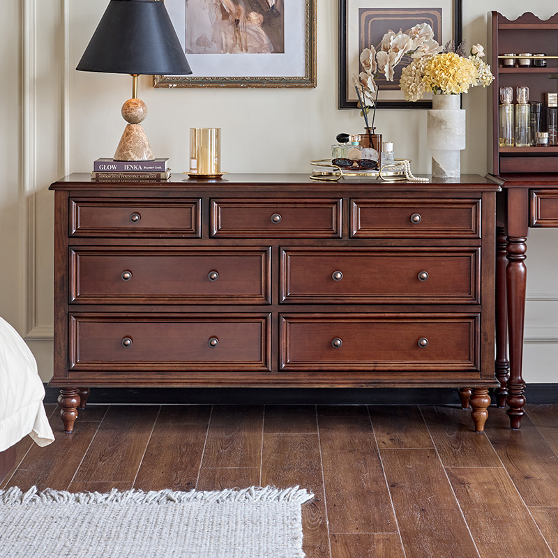 巢趣家居【国补专属】美式轻奢实木斗柜七斗柜客厅边柜储物柜收纳柜