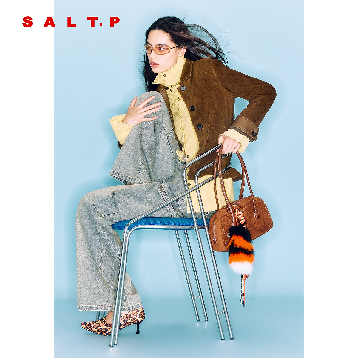 SALT.P可颜复古焦糖反绒皮夹克2025秋季新款外套