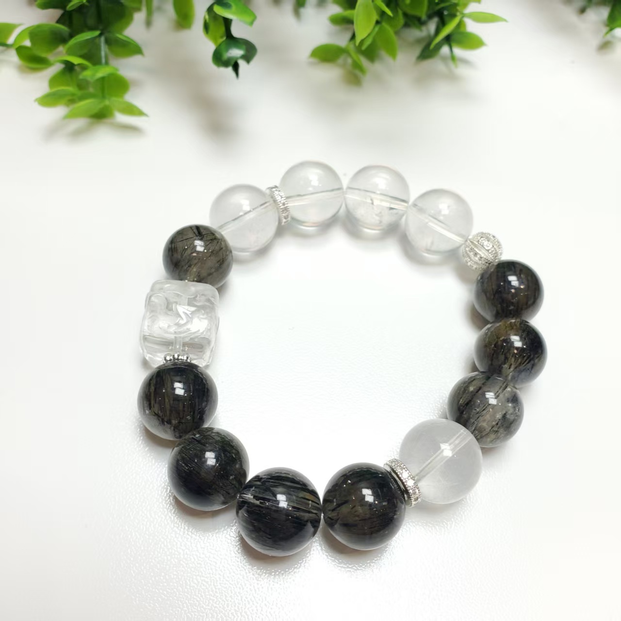 N510【赵小姐】时尚白水晶黑发晶手链多样性发其一