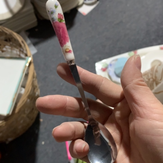 瓷片陶瓷手柄不锈钢勺子