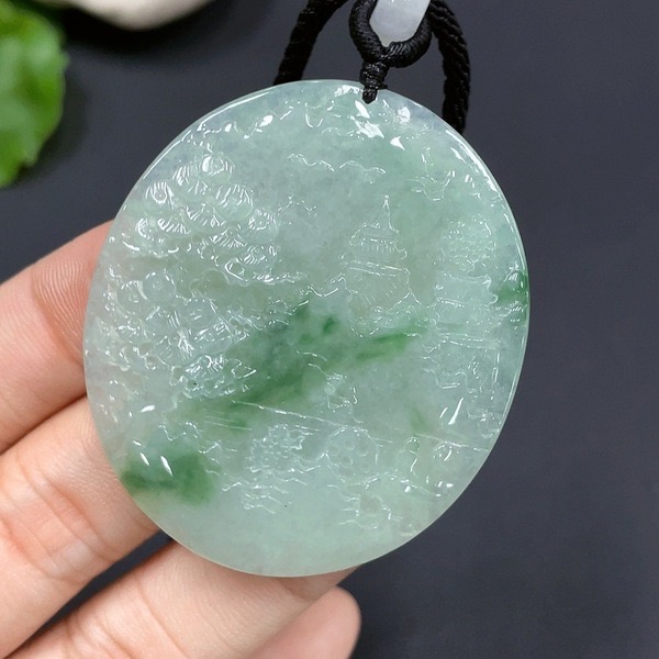 C50-天然A货翡翠-山水牌