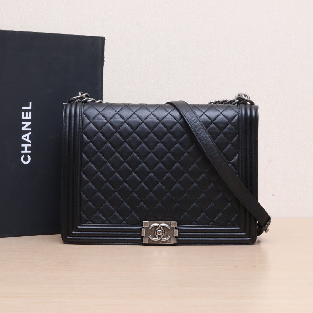 95新 Chanel/香奈儿 【娇】Leboy单肩包30cm 黑色 18开 969783