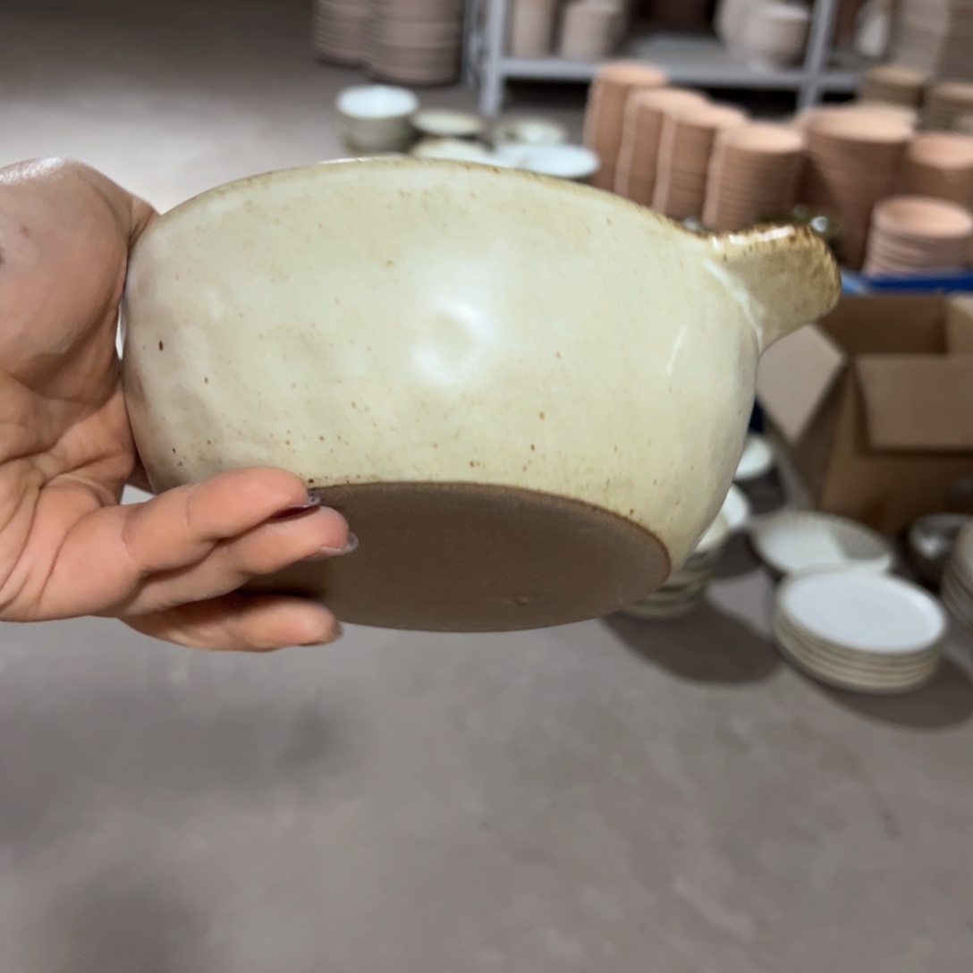 福利陶泥手捏6寸双耳面碗（单只装）