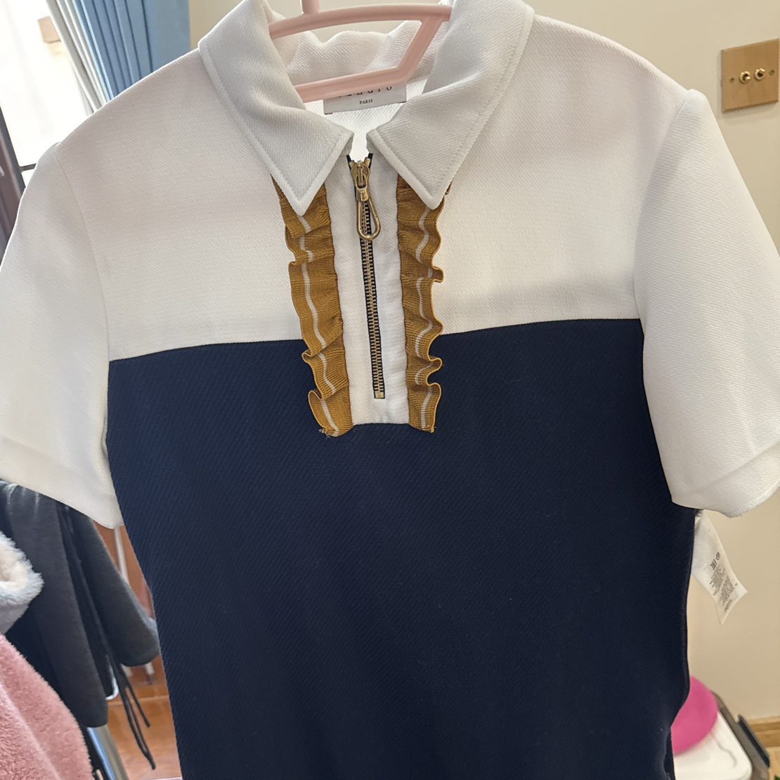 九成新妃鱼棉拼接短袖连衣裙