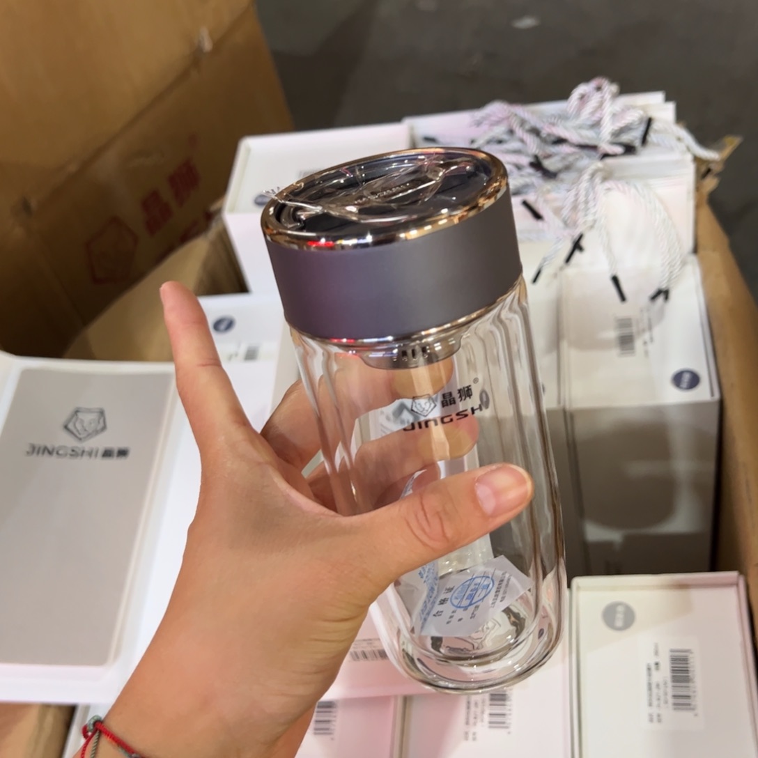 晶双层玻璃280玻璃杯280玻璃杯的鹅蛋呗提环