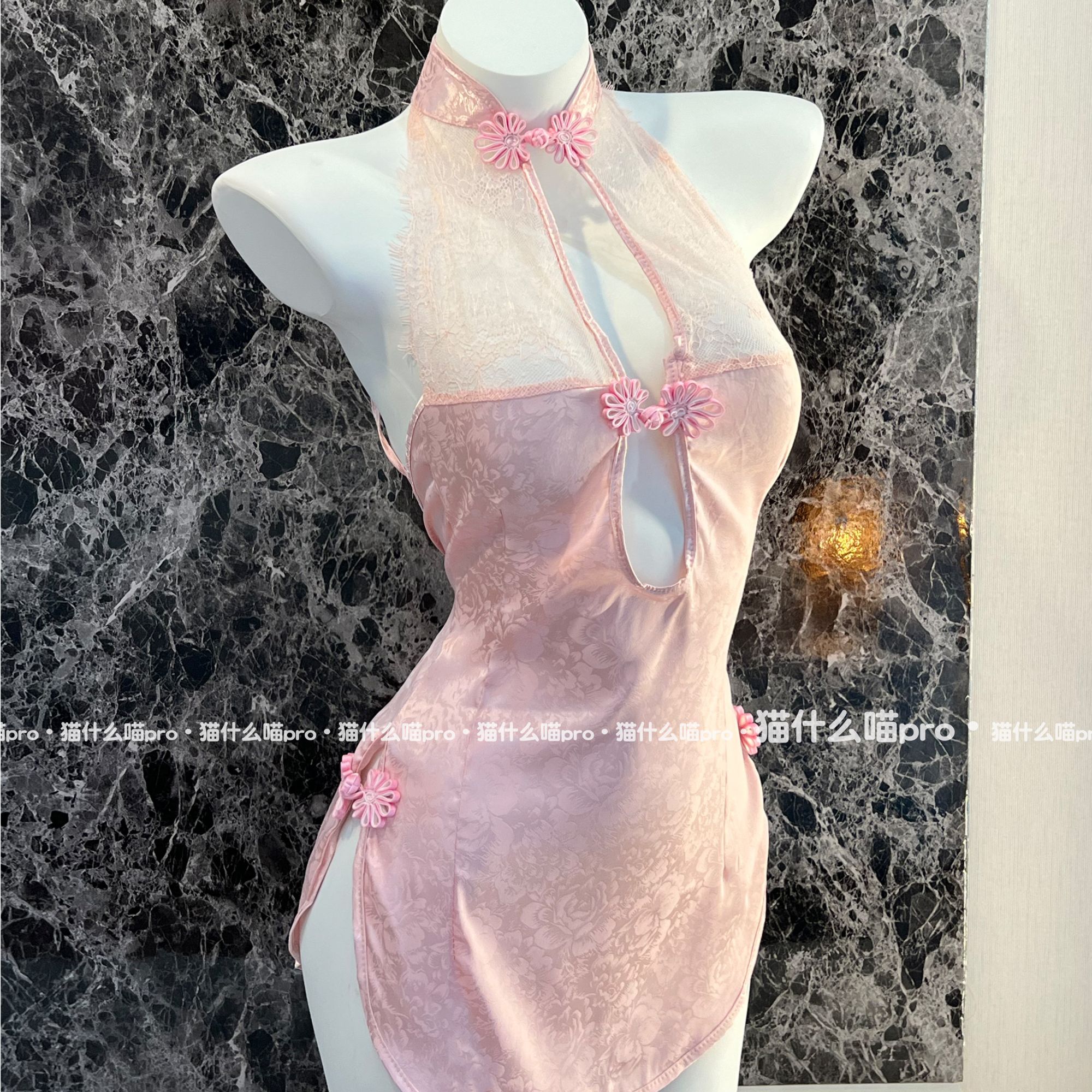 猫什么喵pro·大基数专属*盘扣蕾丝拼接*氛围感超上镜贴身连体裙