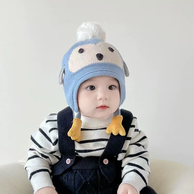 婴儿帽子秋冬季可爱超萌针织护耳帽男女宝宝保暖加厚套头毛线帽潮