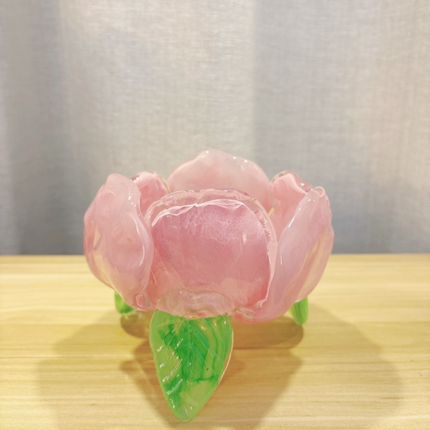 樱花造型手工琉璃果盘法式复古家用客厅干果盘瑕