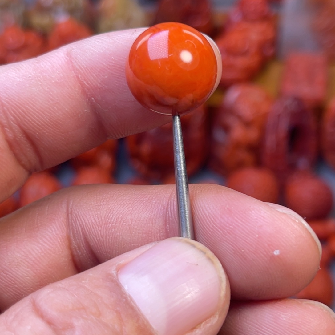 南红玛瑙未镶嵌川料精工单圆珠卡15➕