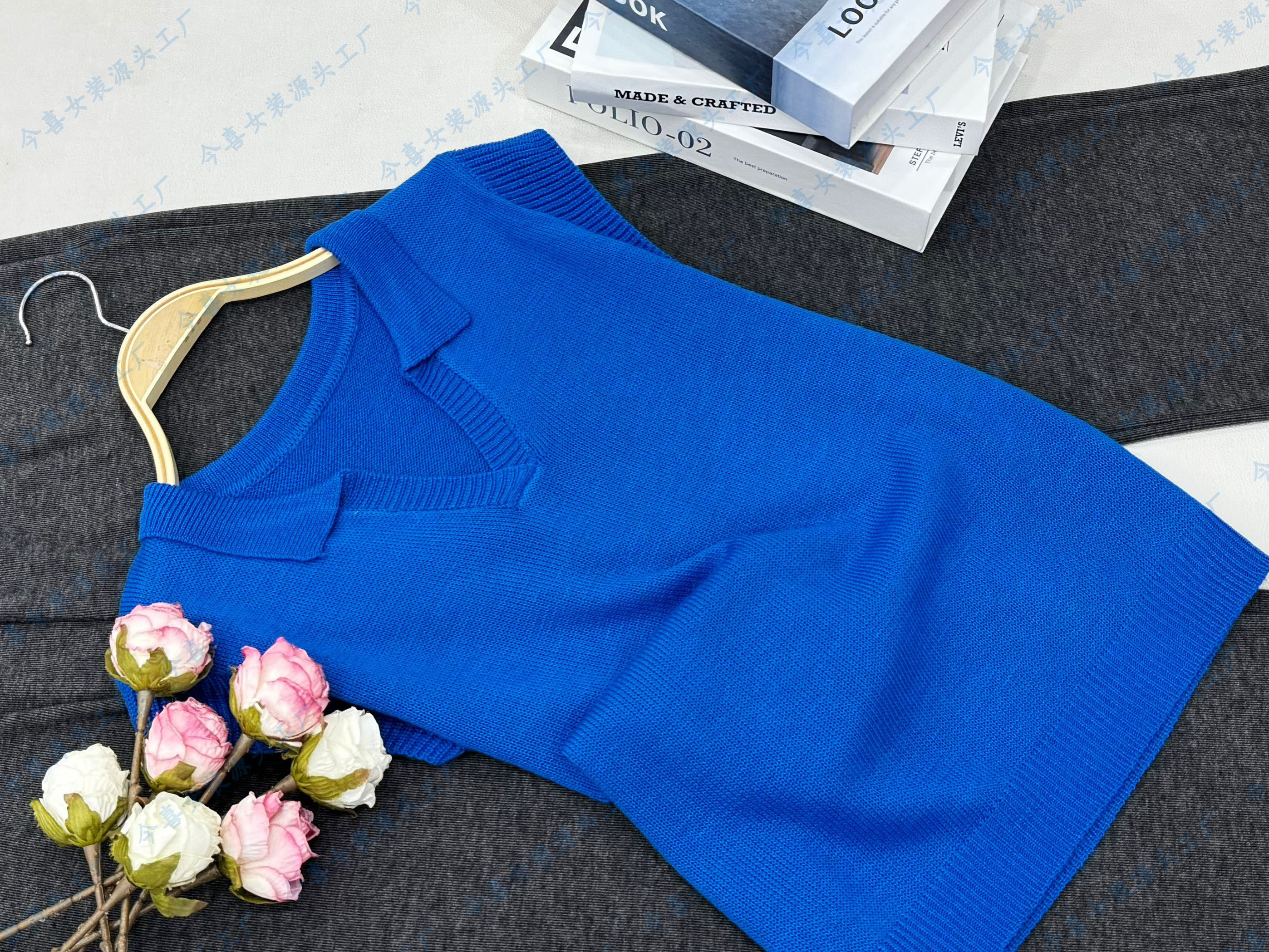 【翻领套头衫】新款时尚短袖时尚针织上衣QC3071