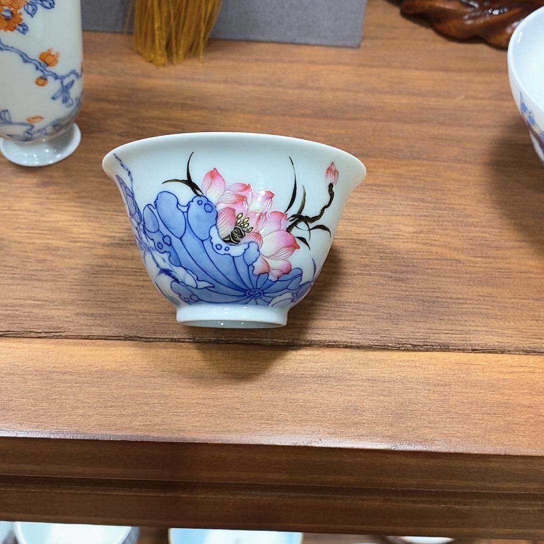 瓷片斗彩荷花景德镇旭日堂陶瓷