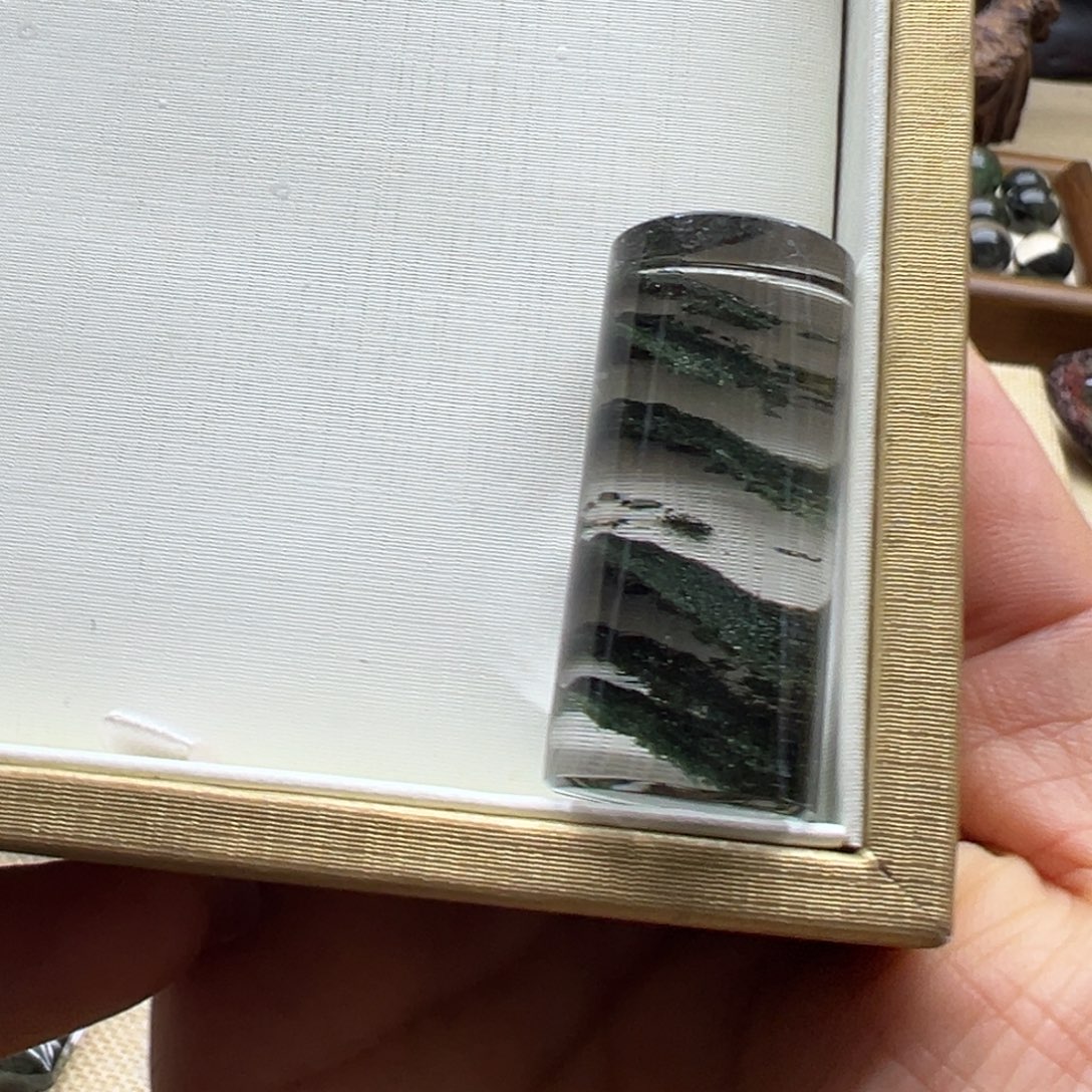 颈饰水晶未镶嵌天然绿幽灵圆柱吊坠打孔不退换