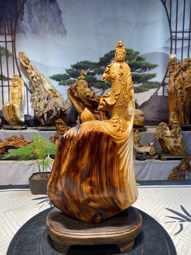 【观音】观音根雕摆件手工艺品精雕细琢