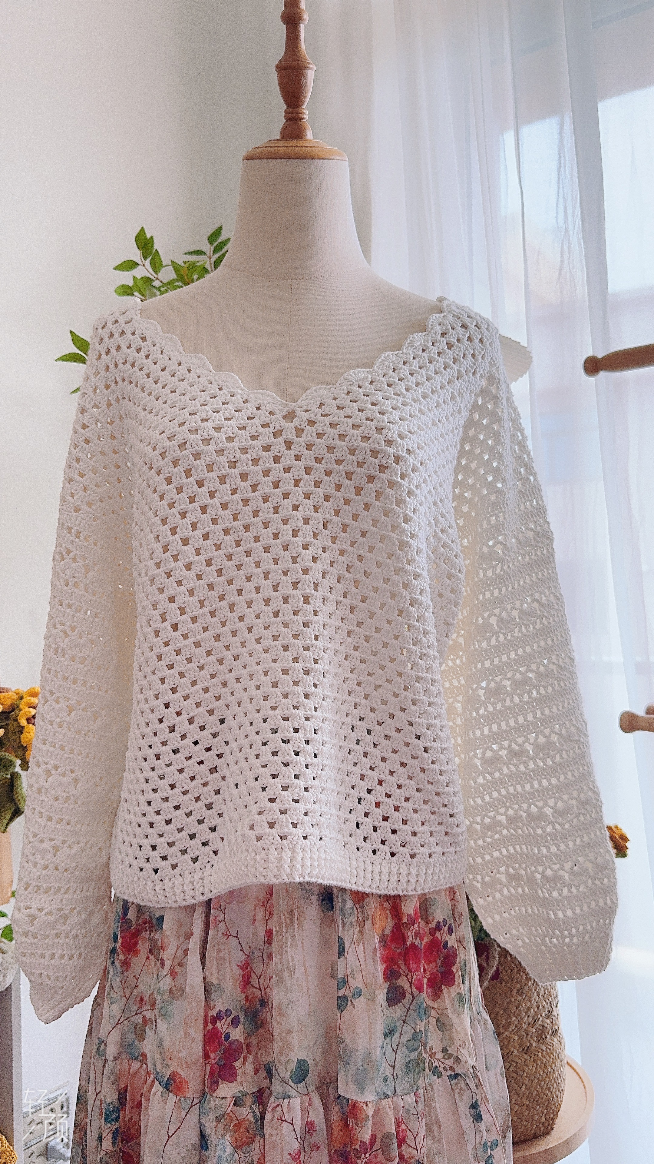 花漾系列镂空钩织衫绵竹线编织材料包【非成品含教程】