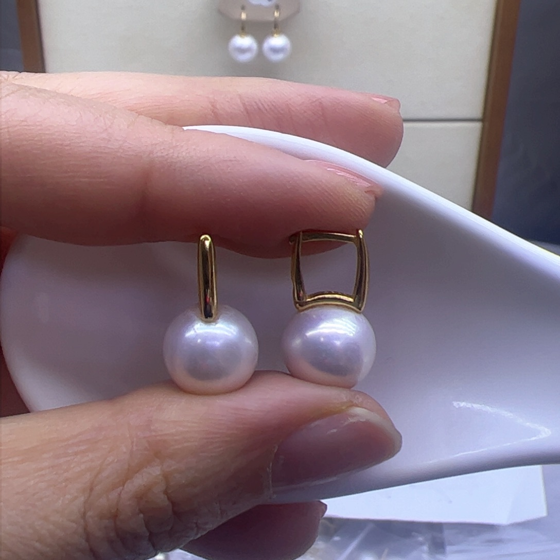 淡水珍珠耳饰银S925镶嵌