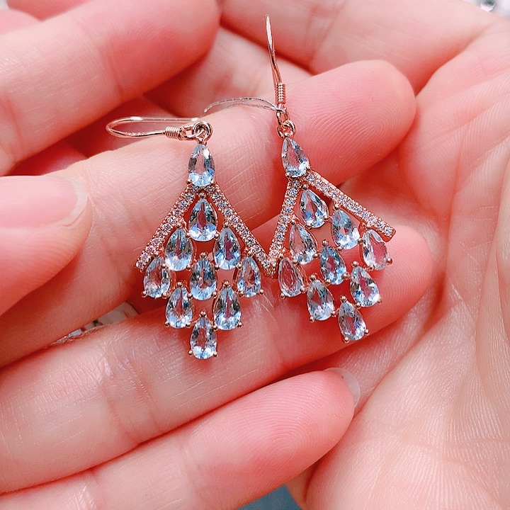 托帕石耳坠银S925镶嵌