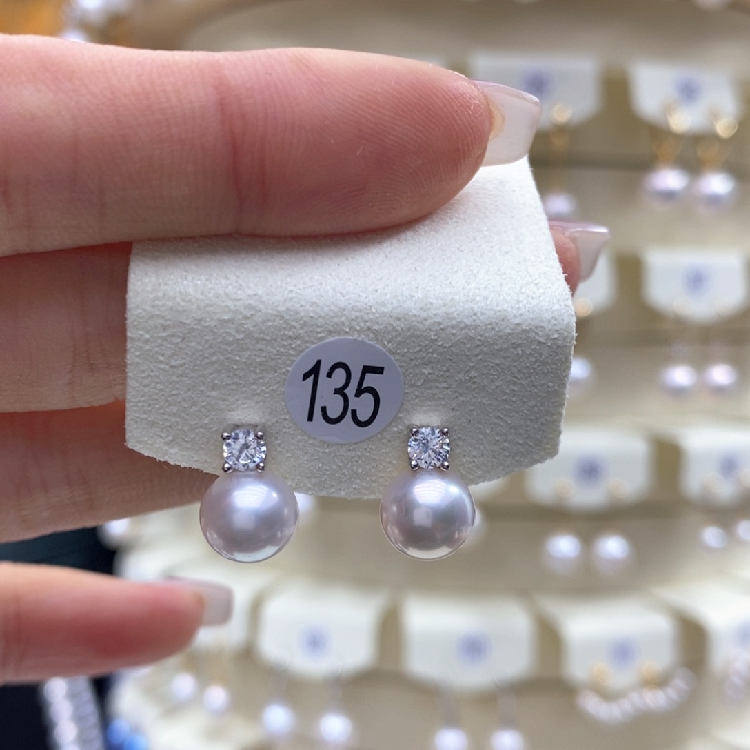 淡水珍珠耳饰银S925镶嵌